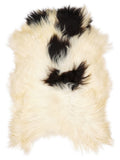 Icelandic multicolour sheepskin rug of about 120 × 80 cm, seen from above: the exact sheepskin you receive