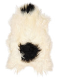 Icelandic multicolour sheepskin rug of about 130 × 75 cm, seen from above: the exact sheepskin you receive