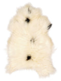 Icelandic multicolour sheepskin rug of about 120 × 70 cm, seen from above: the exact sheepskin you receive