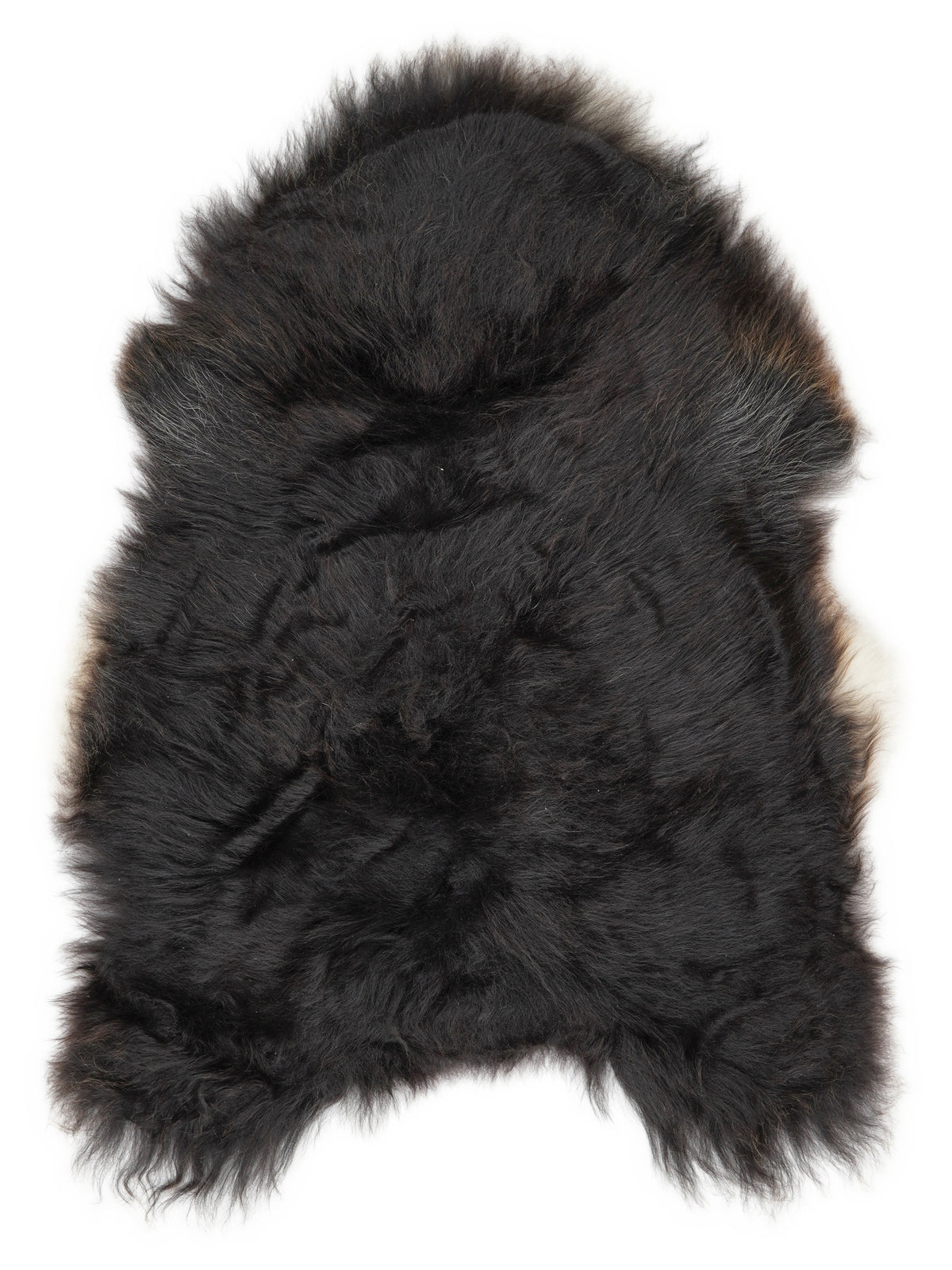 Icelandic multicolour sheepskin rug of about 100 × 70 cm, seen from above: the exact sheepskin you receive
