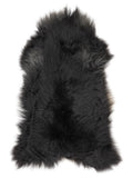 Icelandic multicolour sheepskin rug of about 130 × 70 cm, seen from above: the exact sheepskin you receive