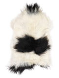 Icelandic multicolour sheepskin rug of about 110 × 65 cm, seen from above: the exact sheepskin you receive