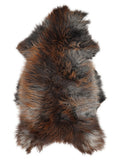 Icelandic multicolour sheepskin rug of about 125 × 70 cm, seen from above: the exact sheepskin you receive
