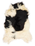 Icelandic multicolour sheepskin rug of about 120 × 75 cm, seen from above: the exact sheepskin you receive