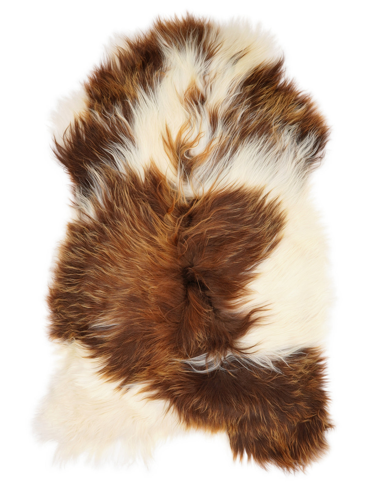 Icelandic multicolour sheepskin rug of about 130 × 75 cm, seen from above: the exact sheepskin you receive