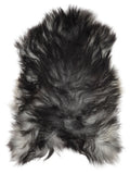 Grey Icelandic sheepskin rug of about 120 × 80 cm, seen from above: the exact sheepskin you receive