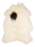 Icelandic multicolour sheepskin rug of about 110 × 75 cm, seen from above: the exact sheepskin you receive