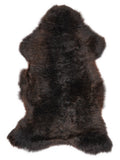 Brown sheepskin rug of about 120 × 65 cm, seen from above: the exact sheepskin you receive