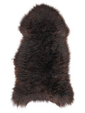 Brown sheepskin rug of about 115 × 60 cm, seen from above: the exact sheepskin you receive