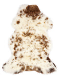British multicolour sheepskin rug of about 110 × 65 cm, seen from above: the exact sheepskin you receive