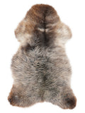 British multicolour sheepskin rug of about 120 × 65 cm, seen from above: the exact sheepskin you receive