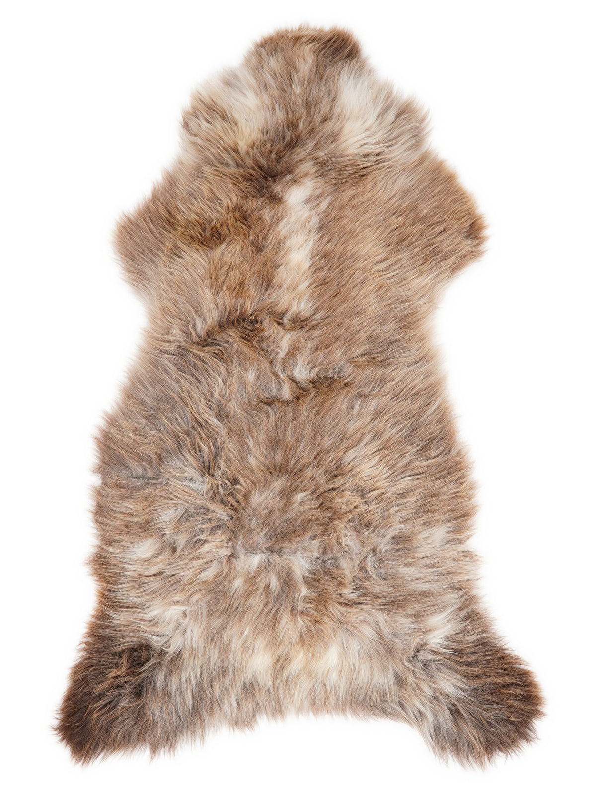 British multicolour sheepskin rug of about 120 × 60 cm, seen from above: the exact sheepskin you receive