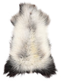 British multicolour sheepskin rug of about 120 × 60 cm, seen from above: the exact sheepskin you receive