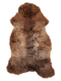 British multicolour sheepskin rug of about 130 × 65 cm, seen from above: the exact sheepskin you receive