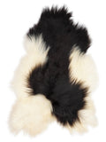 Icelandic multicolour sheepskin rug of about 120 × 80 cm, seen from above: the exact sheepskin you receive