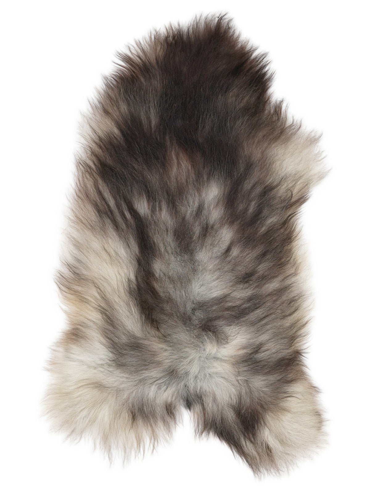 Grey Icelandic sheepskin rug of about 130 × 65 cm, seen from above: the exact sheepskin you receive