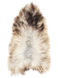Grey Icelandic sheepskin rug of about 125 × 70 cm, seen from above: the exact sheepskin you receive