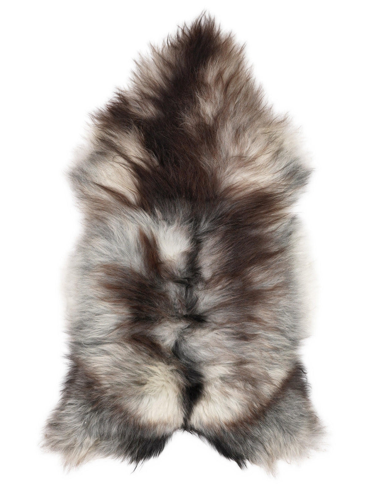 Grey Icelandic sheepskin rug of about 130 × 70 cm, seen from above: the exact sheepskin you receive