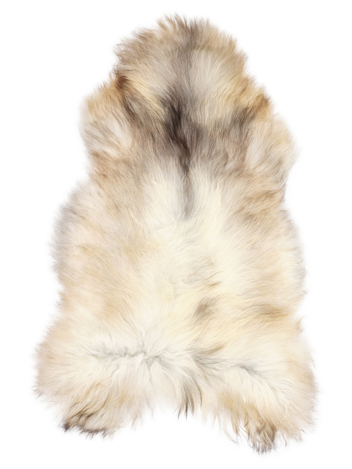 Grey Icelandic sheepskin rug of about 140 × 75 cm, seen from above: the exact sheepskin you receive
