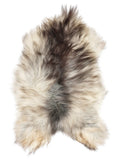 Grey Icelandic sheepskin rug of about 135 × 85 cm, seen from above: the exact sheepskin you receive