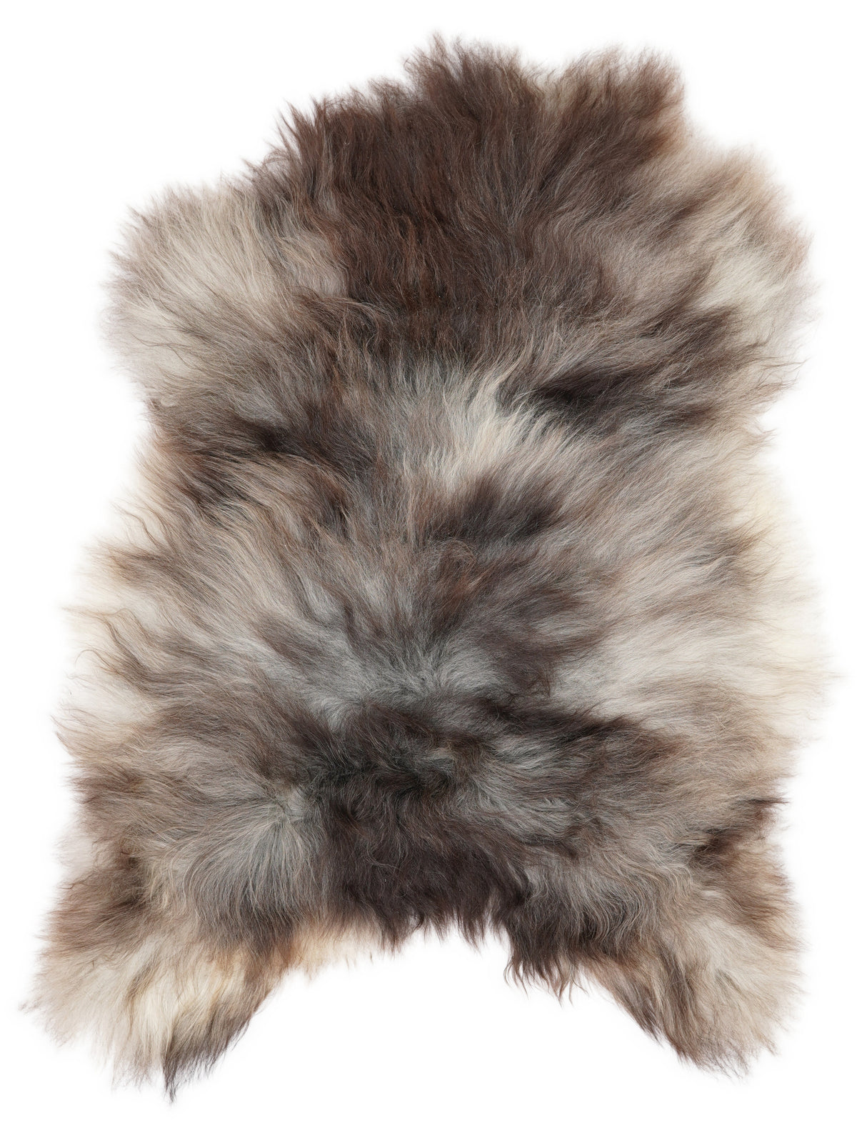 Grey Icelandic sheepskin rug of about 120 × 85 cm, seen from above: the exact sheepskin you receive