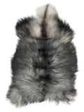 Grey Icelandic sheepskin rug of about 120 × 75 cm, seen from above: the exact sheepskin you receive