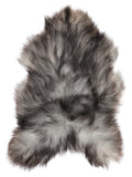Grey Icelandic sheepskin rug of about 120 × 85 cm, seen from above: the exact sheepskin you receive