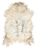 Grey Icelandic sheepskin rug of about 120 × 75 cm, seen from above: the exact sheepskin you receive