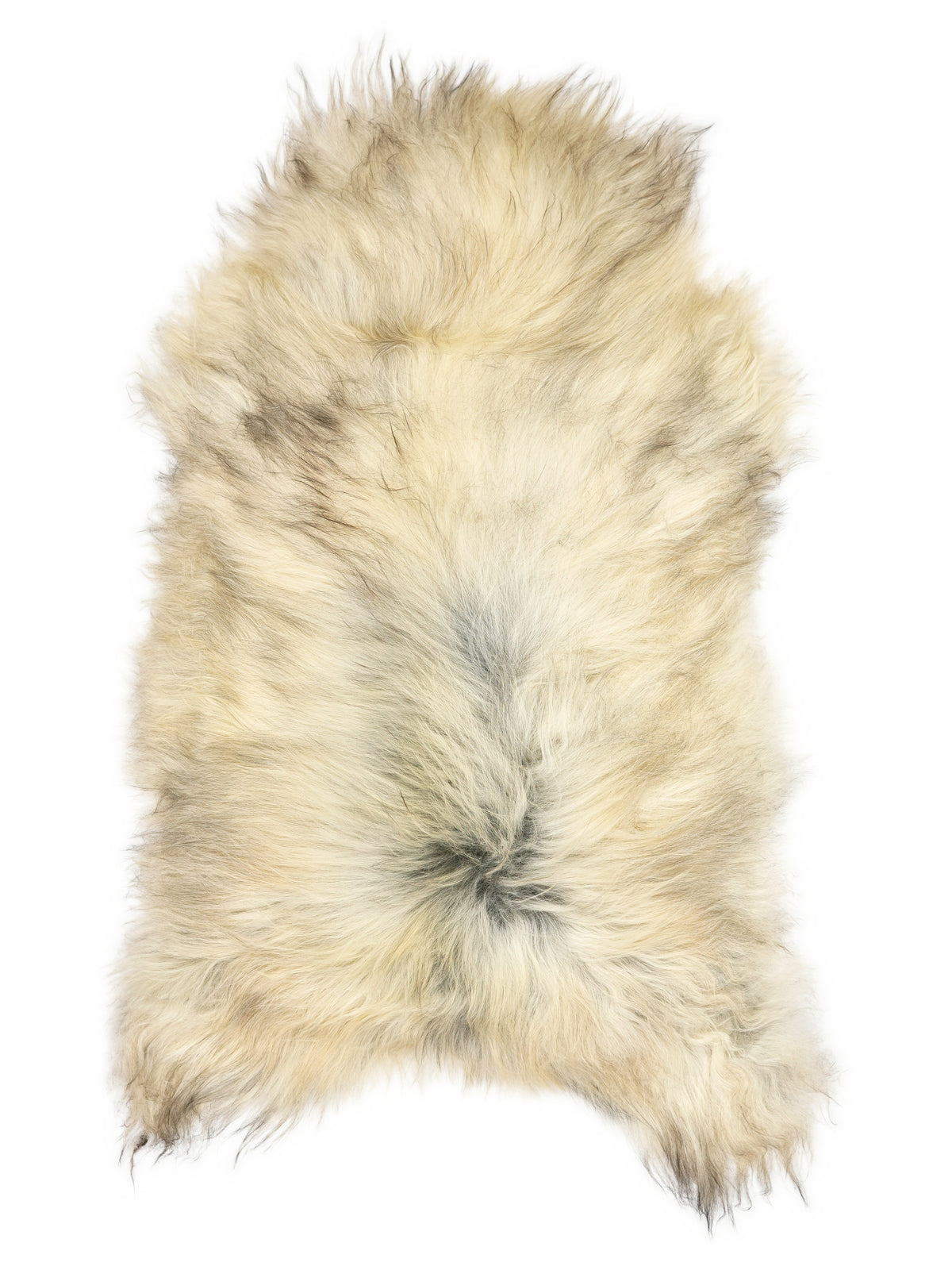 Grey Icelandic sheepskin rug of about 120 × 70 cm, seen from above: the exact sheepskin you receive