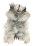 Grey Icelandic sheepskin rug of about 120 × 70 cm, seen from above: the exact sheepskin you receive