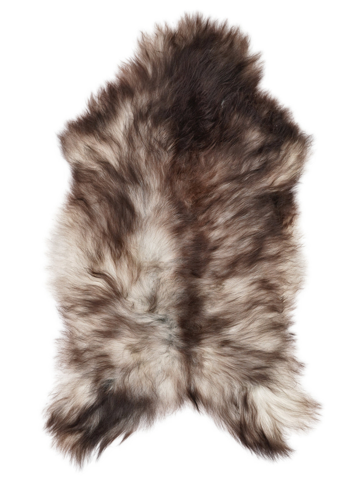Grey Icelandic sheepskin rug of about 130 × 70 cm, seen from above: the exact sheepskin you receive