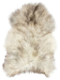 Grey Icelandic sheepskin rug of about 120 × 80 cm, seen from above: the exact sheepskin you receive