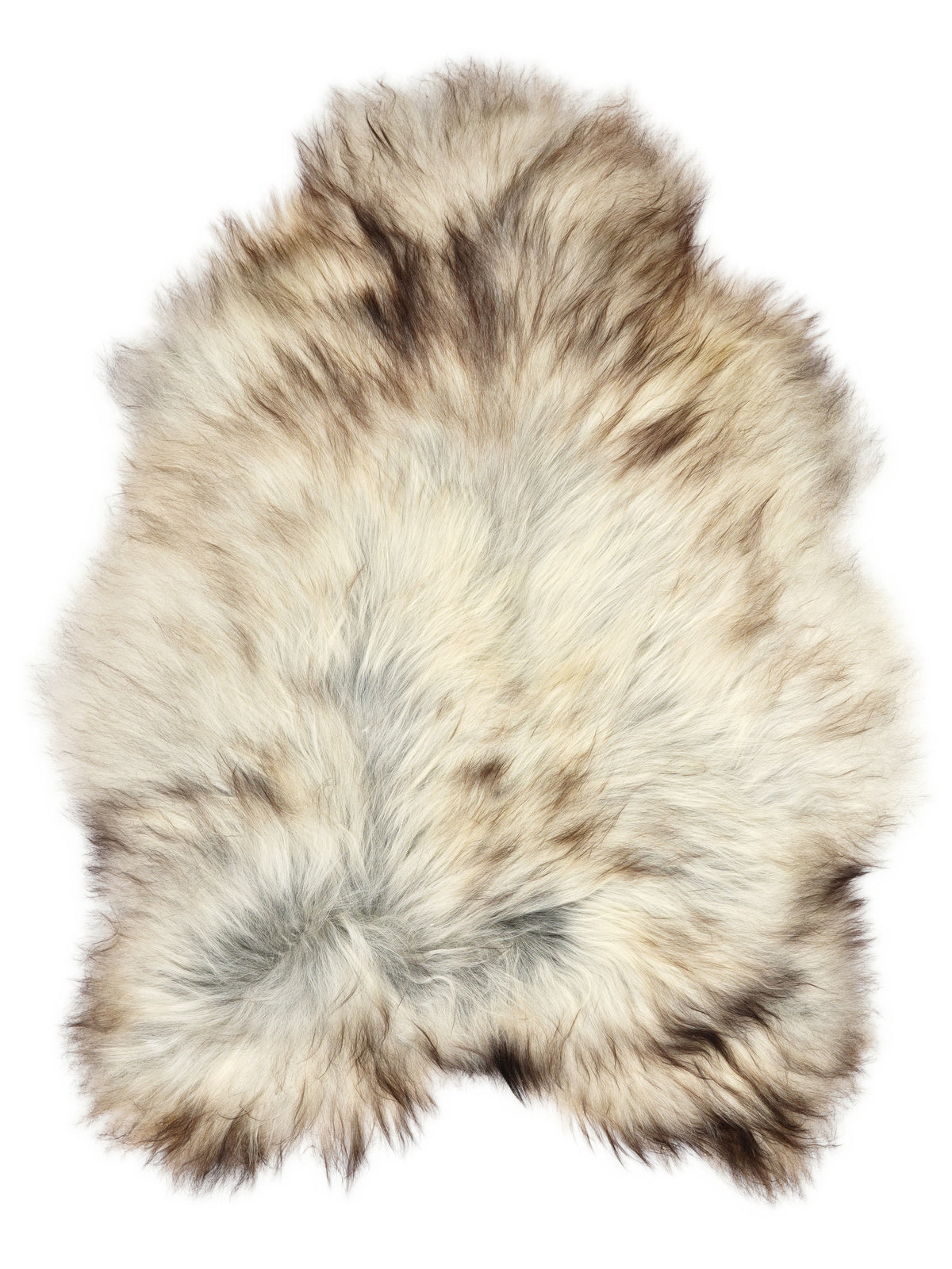 Grey Icelandic sheepskin rug of about 130 × 95 cm, seen from above: the exact sheepskin you receive