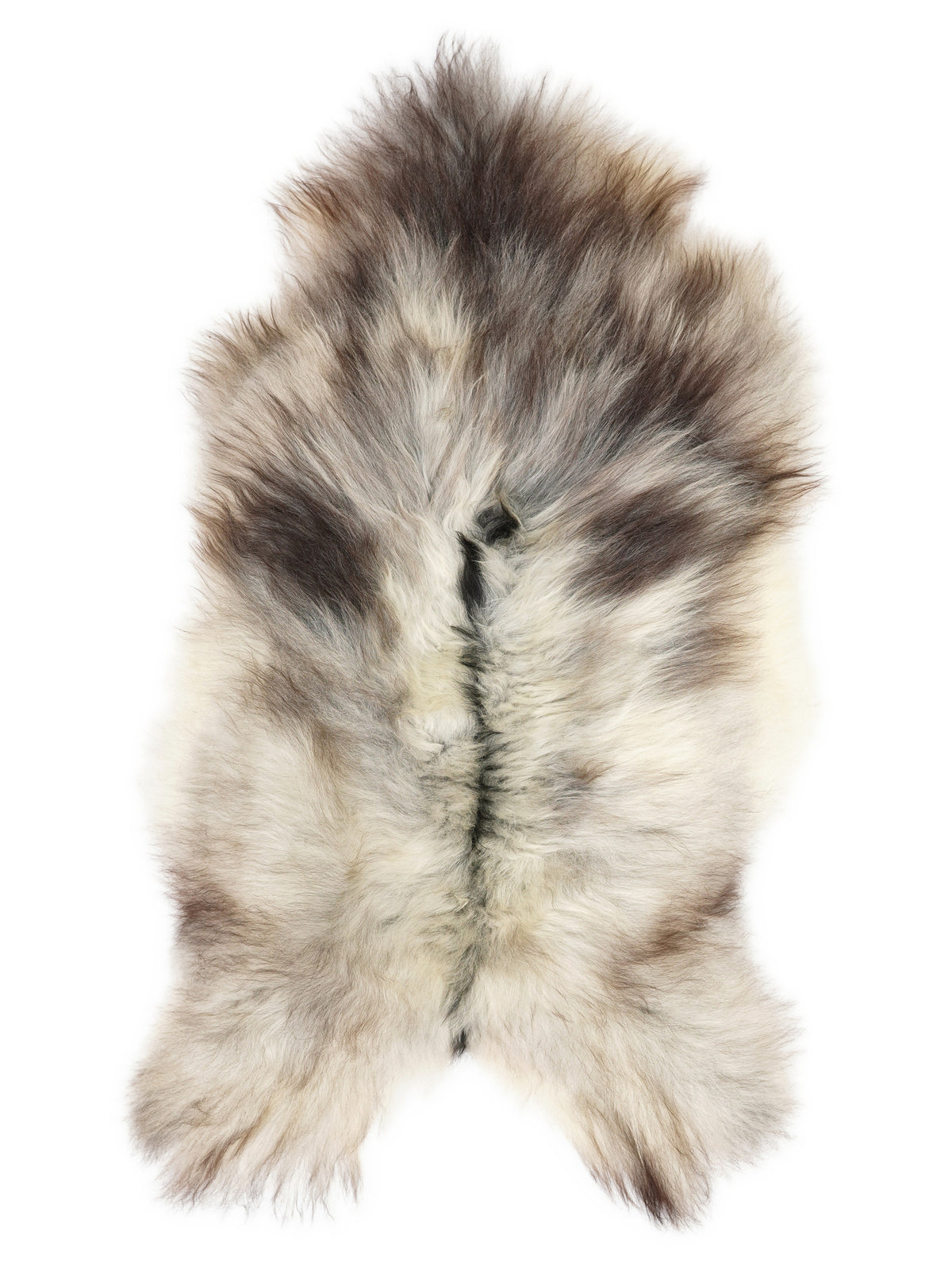 Grey Icelandic sheepskin rug of about 120 × 70 cm, seen from above: the exact sheepskin you receive