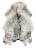 Grey Icelandic sheepskin rug of about 120 × 80 cm, seen from above: the exact sheepskin you receive
