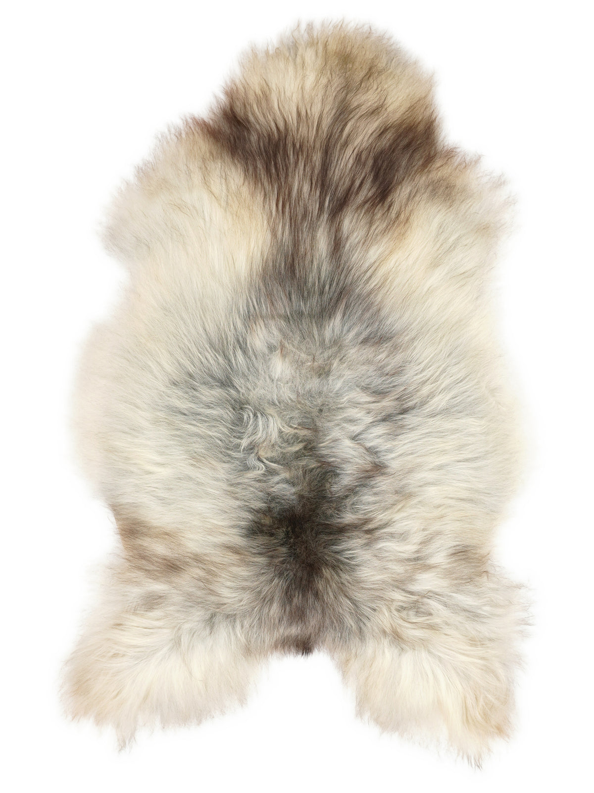 Grey Icelandic sheepskin rug of about 120 × 70 cm, seen from above: the exact sheepskin you receive
