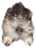 Grey Icelandic sheepskin rug of about 120 × 90 cm, seen from above: the exact sheepskin you receive