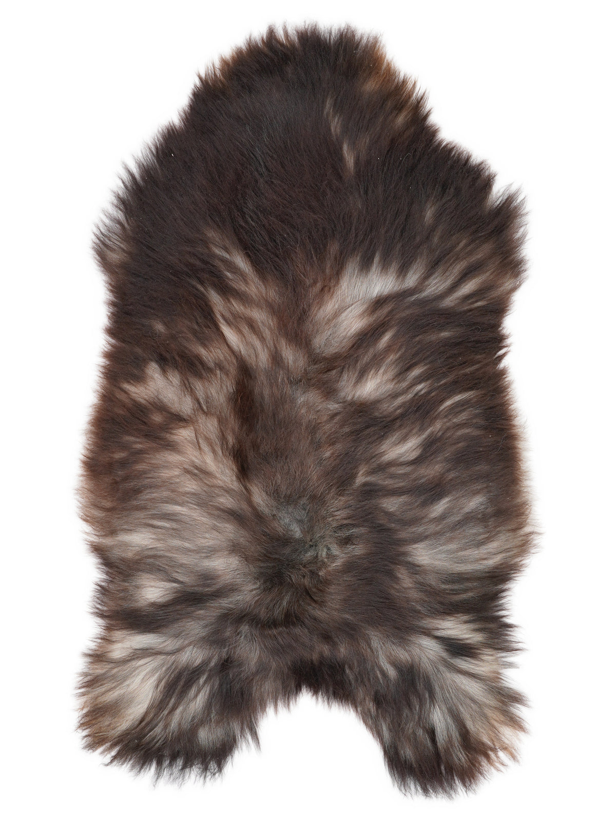Grey Icelandic sheepskin rug of about 135 × 75 cm, seen from above: the exact sheepskin you receive