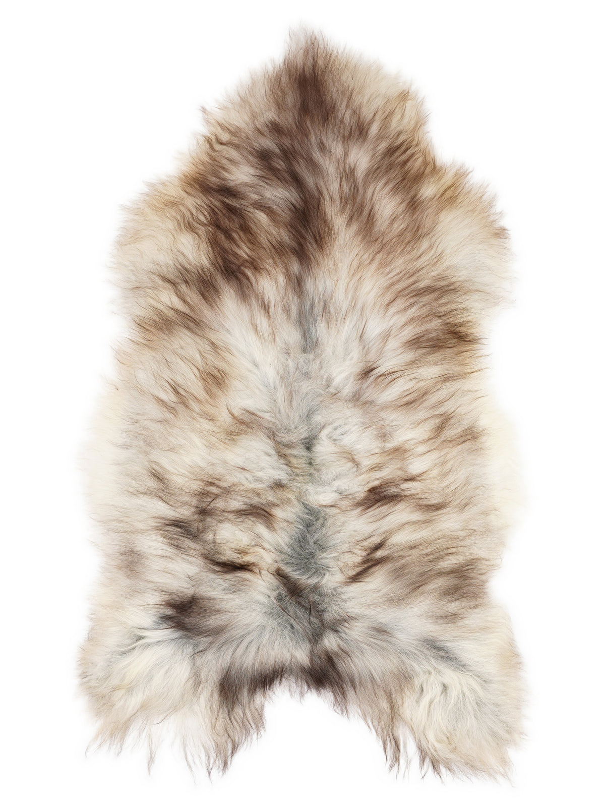Grey Icelandic sheepskin rug of about 125 × 70 cm, seen from above: the exact sheepskin you receive