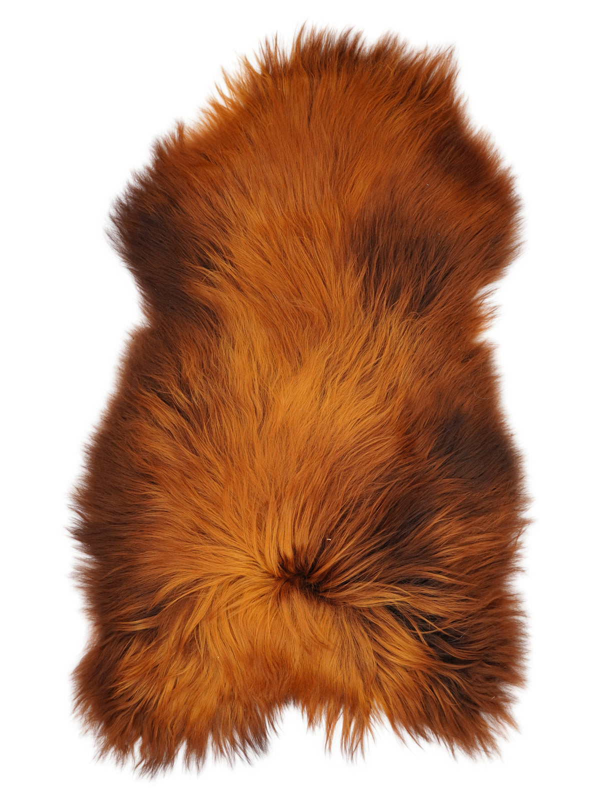 Icelandic Rusty sheepskin rug of about 125 × 75 cm, seen from above: the exact sheepskin you receive