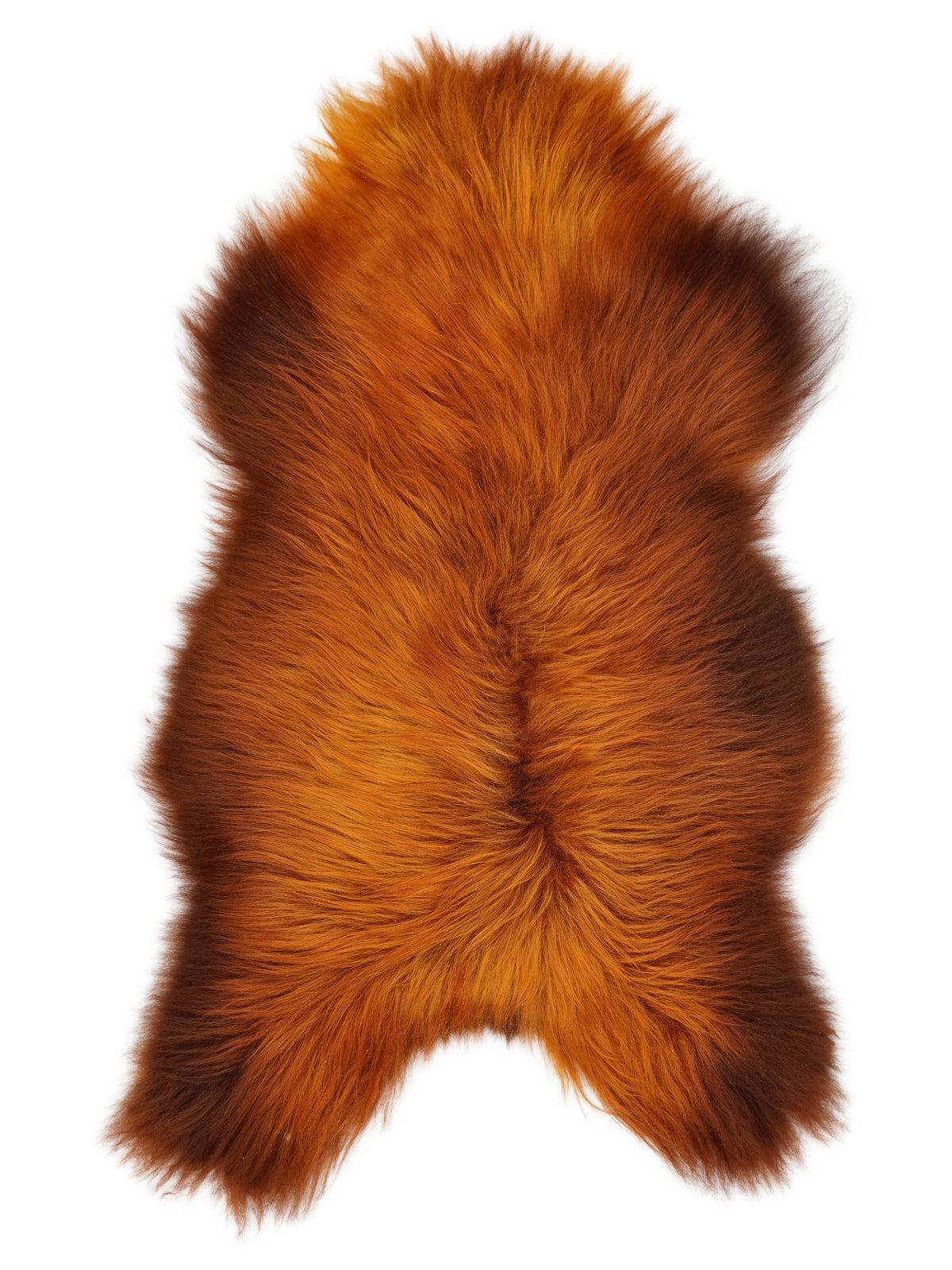 Icelandic Rusty sheepskin rug of about 130 × 75 cm, seen from above: the exact sheepskin you receive