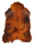 Icelandic Rusty sheepskin rug of about 130 × 80 cm, seen from above: the exact sheepskin you receive