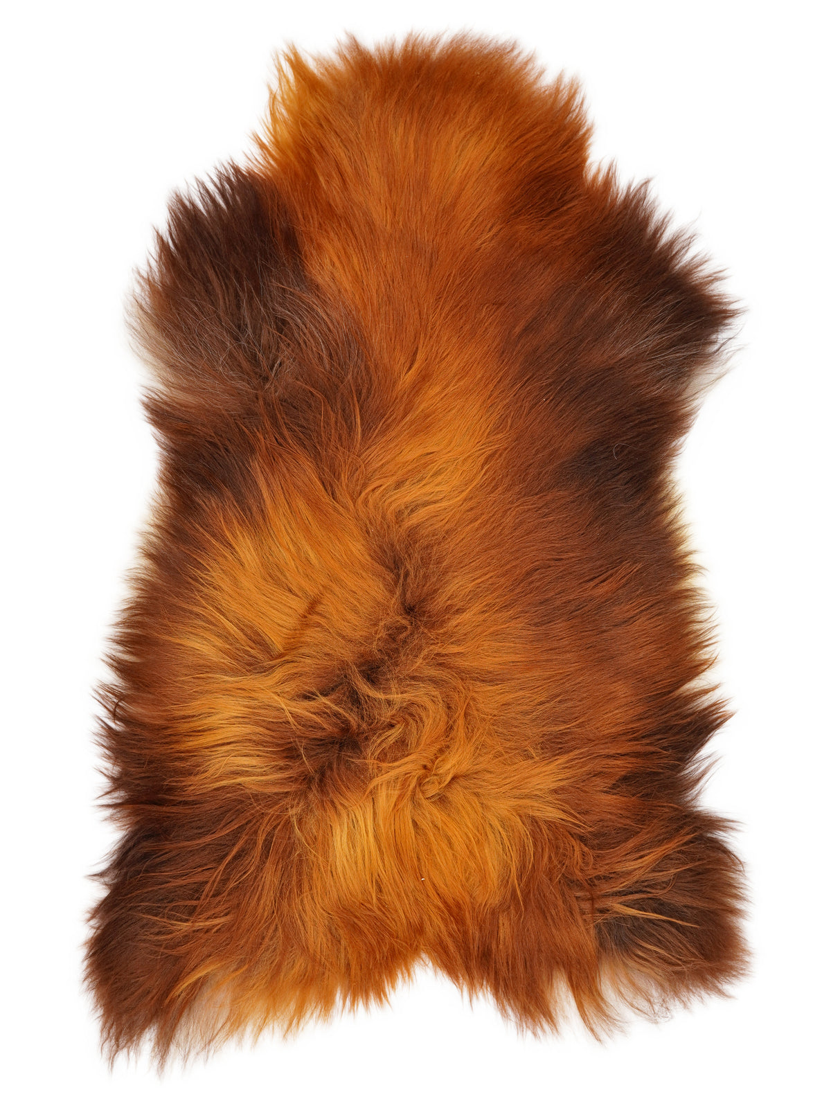 Icelandic Rusty sheepskin rug of about 120 × 70 cm, seen from above: the exact sheepskin you receive
