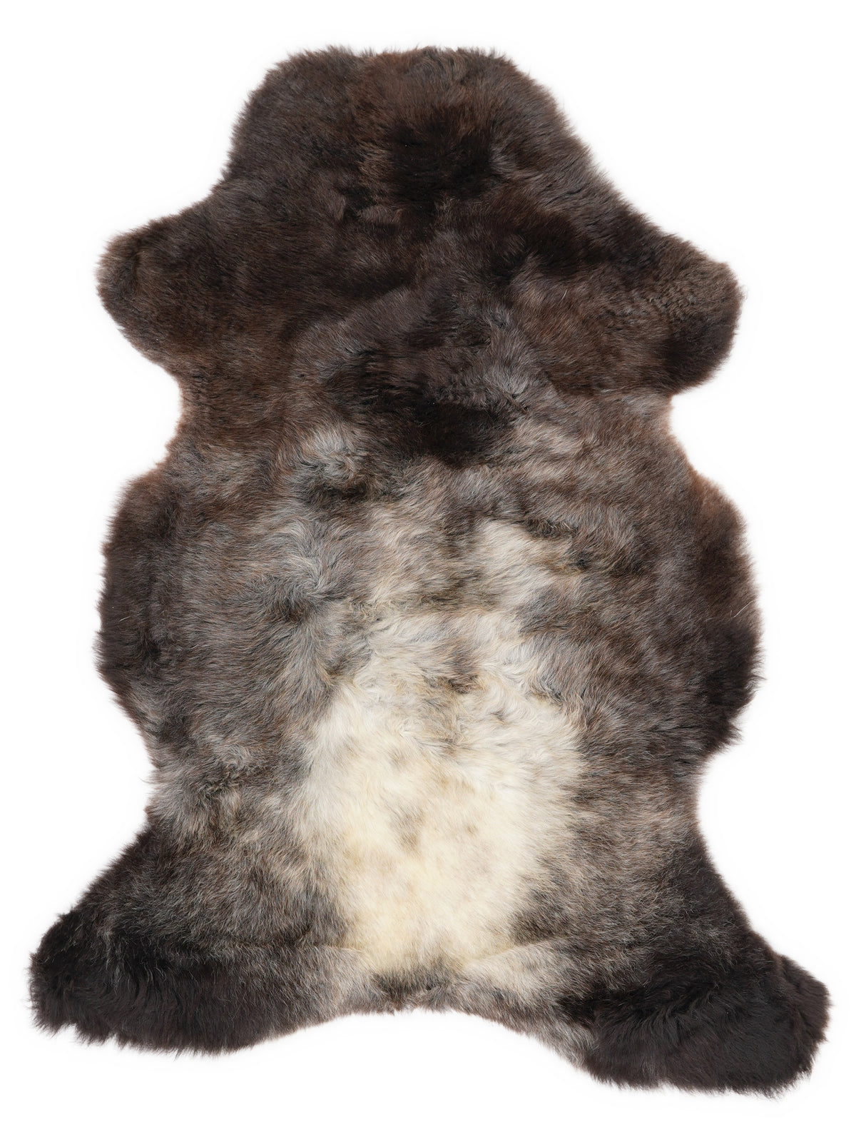 British multicolour sheepskin rug of about 120 × 70 cm, seen from above: the exact sheepskin you receive