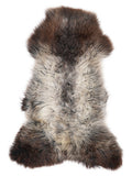 British multicolour sheepskin rug of about 120 × 60 cm, seen from above: the exact sheepskin you receive
