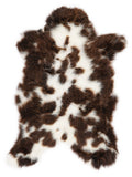 British multicolour sheepskin rug of about 100 × 60 cm, seen from above: the exact sheepskin you receive