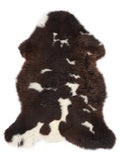 British multicolour sheepskin rug of about 110 × 65 cm, seen from above: the exact sheepskin you receive