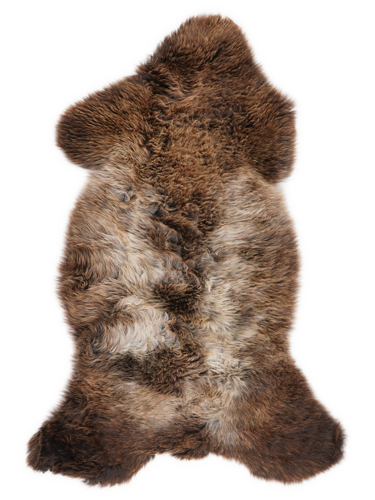 British multicolour sheepskin rug of about 105 × 50 cm, seen from above: the exact sheepskin you receive