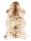 British multicolour sheepskin rug of about 115 × 60 cm, seen from above: the exact sheepskin you receive