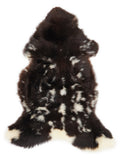British multicolour sheepskin rug of about 110 × 55 cm, seen from above: the exact sheepskin you receive